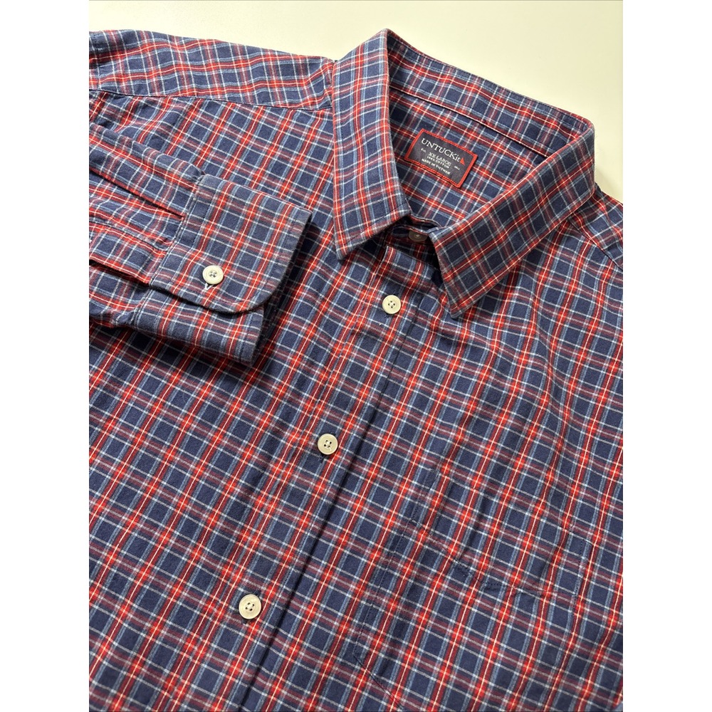 Untuckit Button Down Classic Red And Blue Plaid Men's Size Xxl